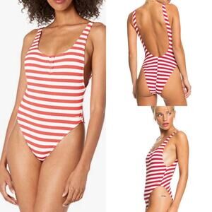 ROXY Quiksilver Hello July Stripe one-piece swimsuit bodysuit-Retro